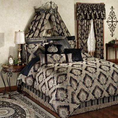 J Queen-Exclusives Fenmore Comforter Set Black, Queen, Black