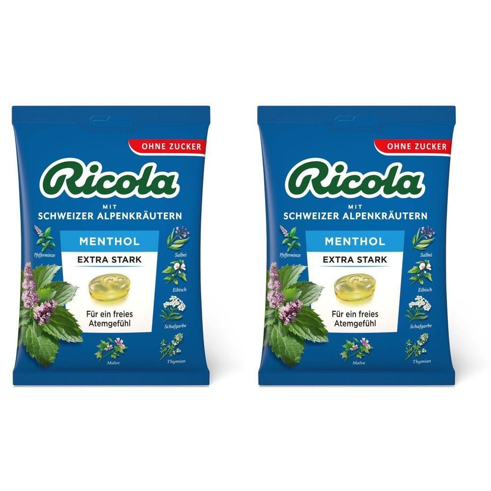 Ricola o.Z.Beutel Menthol extra stark Bonbons 2x 2x75 g