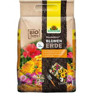 Neudorff Blumenerde NeudoHum, Bio, für Zimmer- und Gartenpflanzen, torffrei, mit Dünger, 3 Liter
