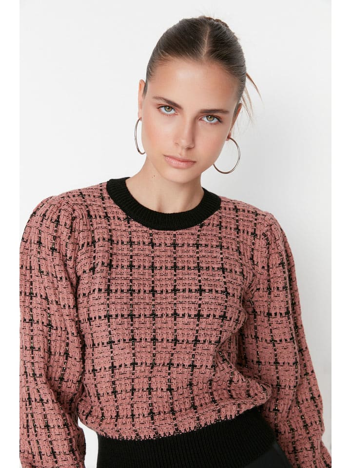 trendyol Pullover in Hellbraun/ Schwarz - L