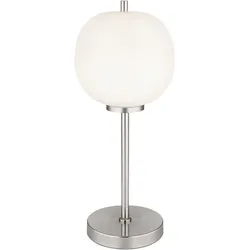 LED Tischleuchte Tischlampe Wohnzimmerlampe Kabelschalter Silber Metall H 45 cm