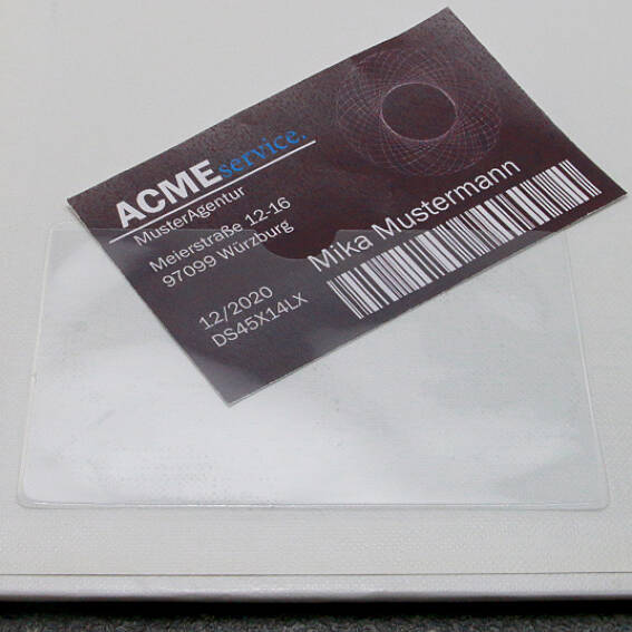 SPRINTIS 100 Unità - Tasche porta biglietti da visita, autoadesivo, plastica PP plastica anteriore accorciata   110 x 60 mm, trasparente