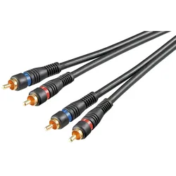 Goobay 50434 Stereo Verbindungskabel 2x Cinch, zweifach geschirmt, 10 m, Schwarz - 2x Cinch-Stecker > 2x Cinch-Stecker