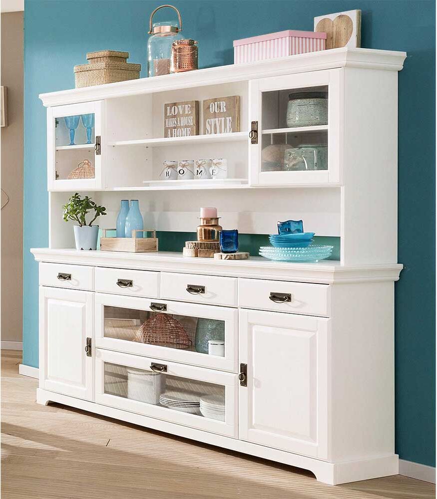 Pharao24.de Buffetschrank weiss 180 cm breit Landhausstil