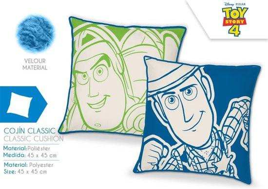 Unyqoos Disney Pixar Toy Story Woody decoratief kussen, groen/blauw, 45 x 45 cm