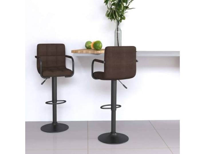 Barhocker, 2 Stück, braun, Stoff, höhenverstellbar, drehbar 360 cm Weicher Sitz, robuster Stahlrahmen, praktische Fußstütze, Gasheben, vollständige Rotation, täglicher Gebrauch