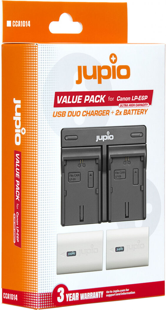 Jupio Value Pack: 2x Battery LP-E6P ULTRA 2600mAh + Dual Charger