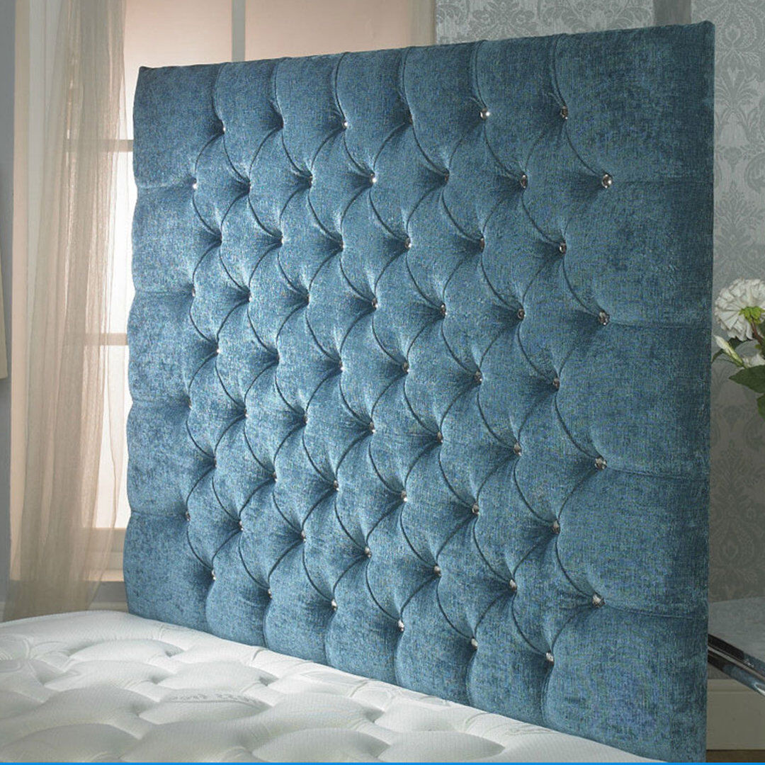 Rosdorf Park Shaw Upholstered Chenille Headboard Teal Double (4'6)