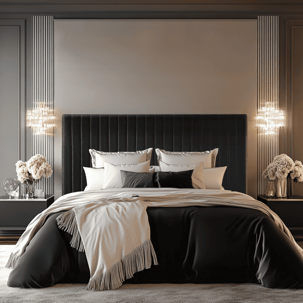 Harriet Black Velvet Channelled Ottoman Bed, Single