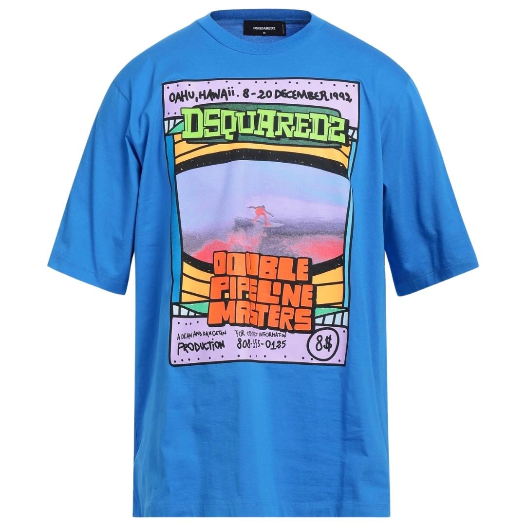 Dsquared2 Double Pipeline Masters Design Skater Fit blauw T-shirt