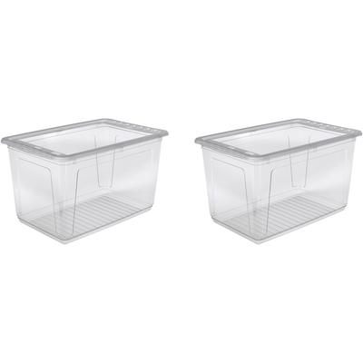 Aufbewahrungsbox KEEEPER "bea", transparent, B:39cm H:35cm, Kunststoff, Aufbewahrungsboxen, Aufbewahrungsbox, 2 x 52 L, mit Air Control-System
