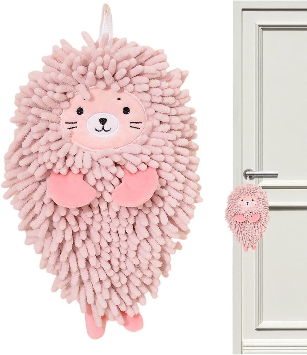 Roze Zeeleeuw Handdoek - Pluizige Bal Badkamer Decoratie - 27 x 20 cm