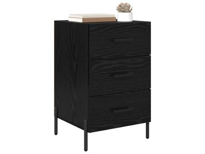 KTHLBRH Nachttisch Eiche Schwarz 40 x 40 x 66 cm Holz mehrschichtig Rustikaler Stil, mit Schublade, modernes Design