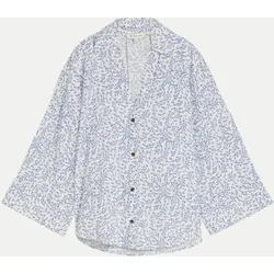Leinenbluse mit 3/4 Arm Blau 46