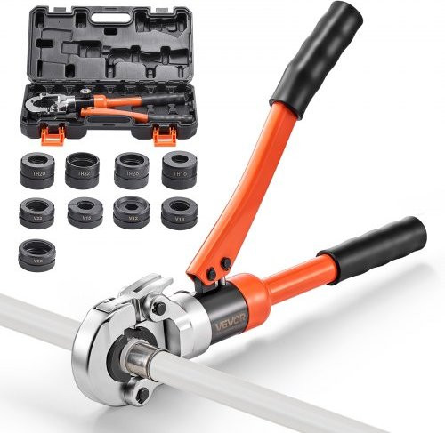 VEVOR Hydraulisch Persgereedschap met Bekken voor PEX, Aluminium-Kunststof en RVS Buizen, Oranje