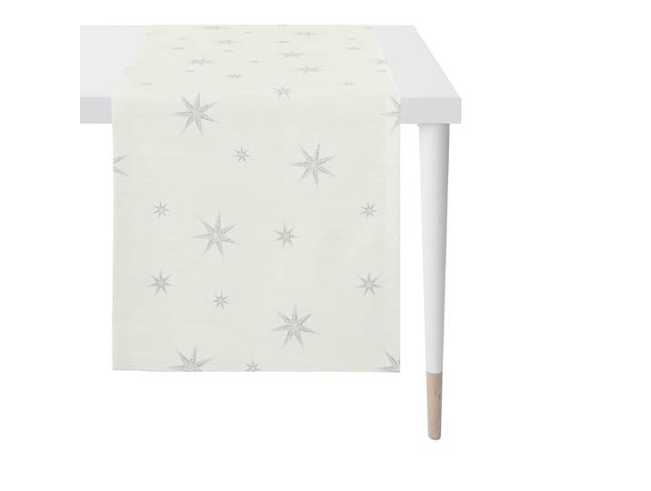 Chemin de table X-Mas Glam type A 46 x 135cm Blanc/Blanc