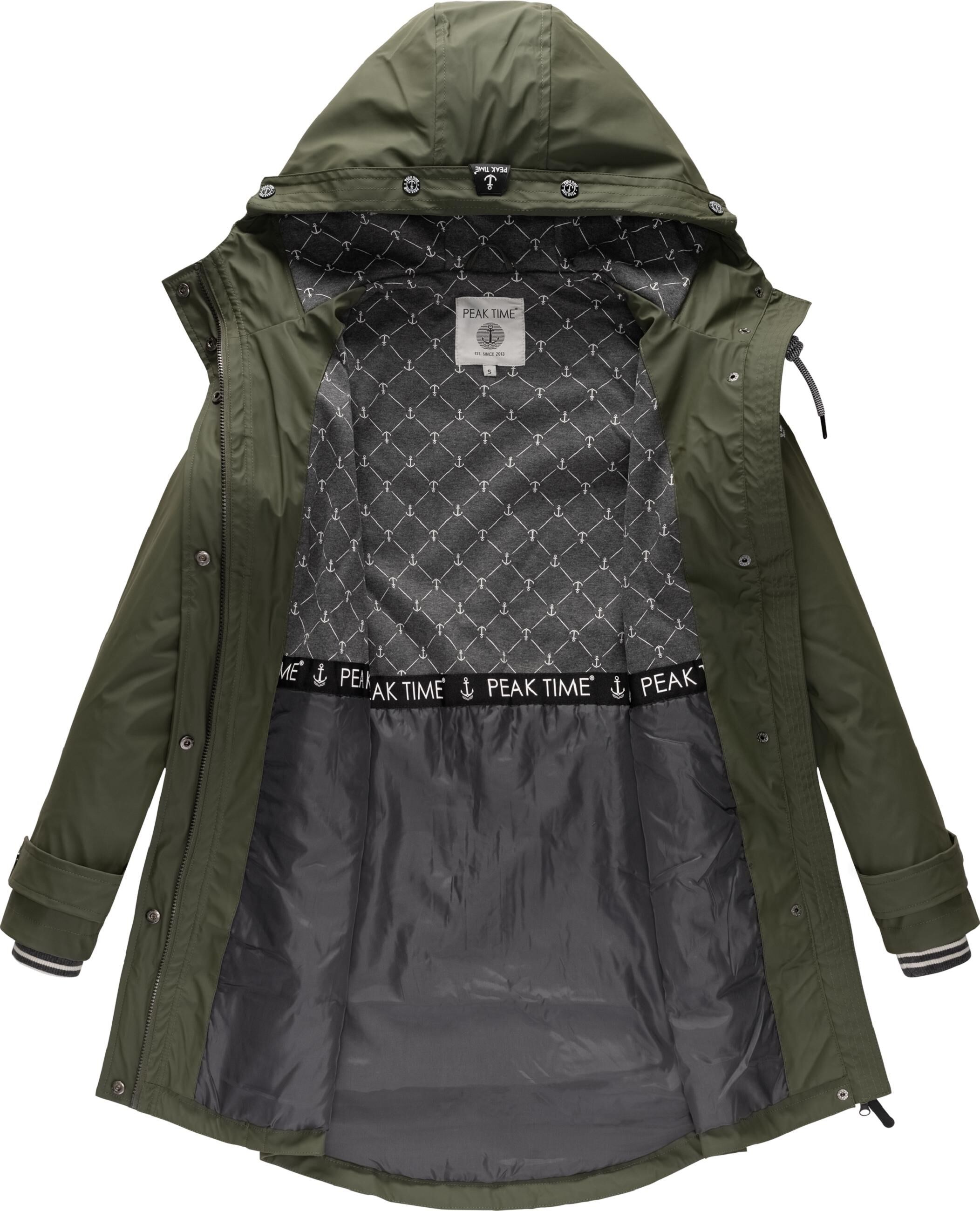 Regenmantel PEAK TIME "Regenjacke L60041", Damen, Gr. 5XL, olive21, Mäntel Regenmantel