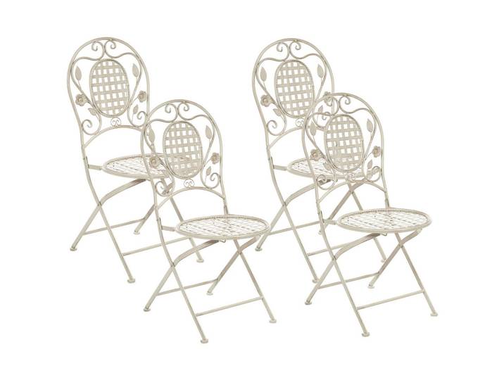 GARTENSTUHL 4er-Set Metall cremeweiß Bivio