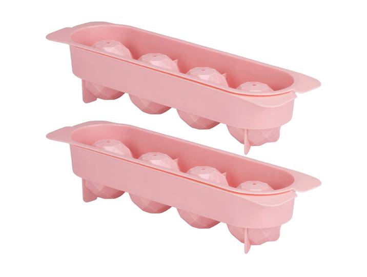 2er-Set Eiswürfelform für je 4 geometrische Eiskugeln