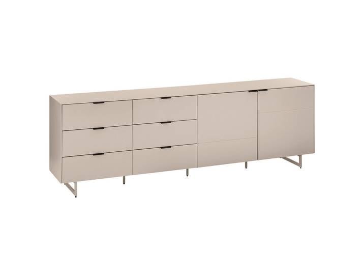 Carryhome Tv-Element, Schwarz, Kaschmir, Metall, 2 Fächer, 6 Schublade(n) Schubladen, 220x70x38 cm, Wohnzimmer, TV Möbel, TV-Racks