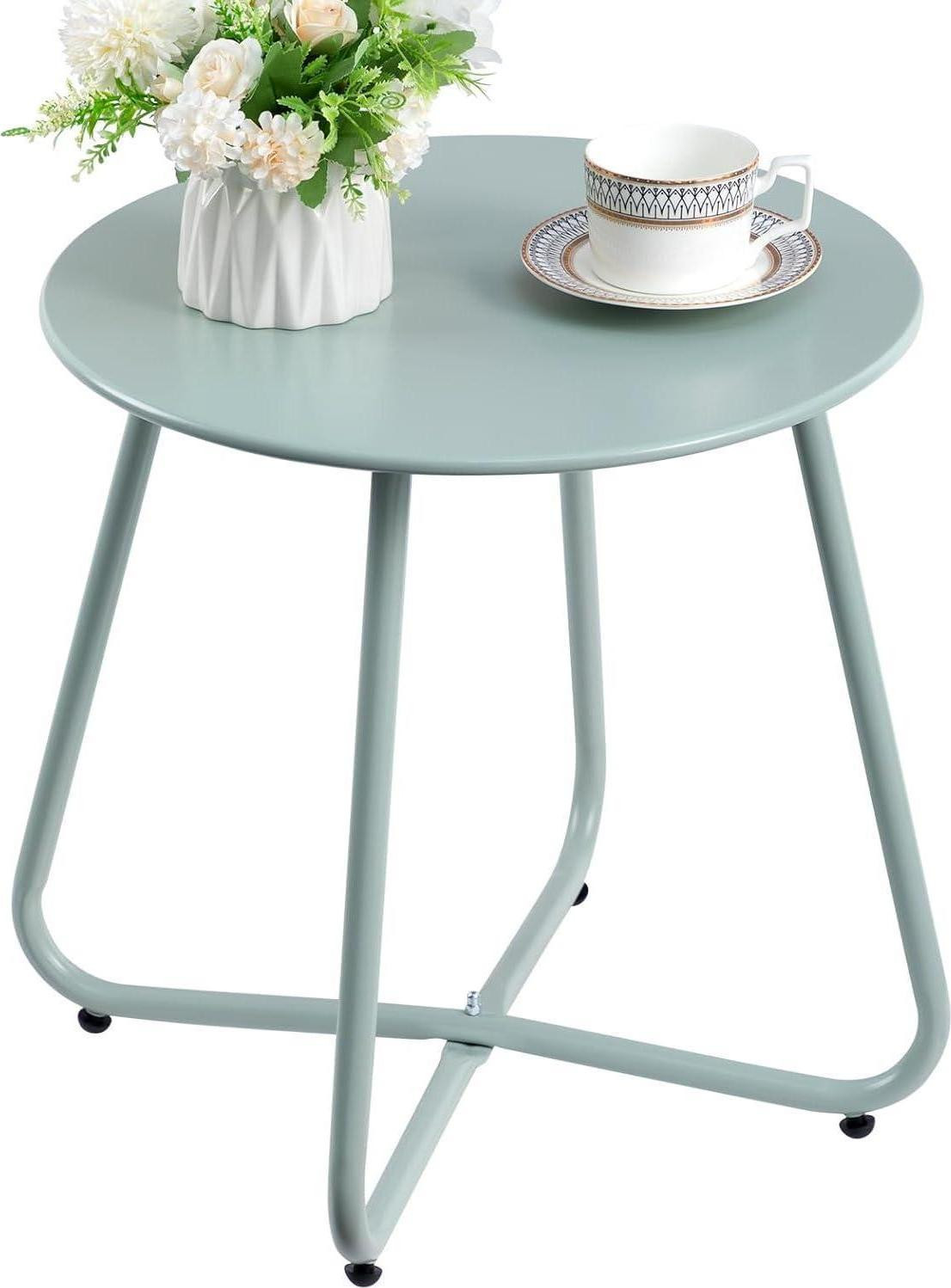 HollyHOME ronde bijzettafel voor tuin en balkon van metaal