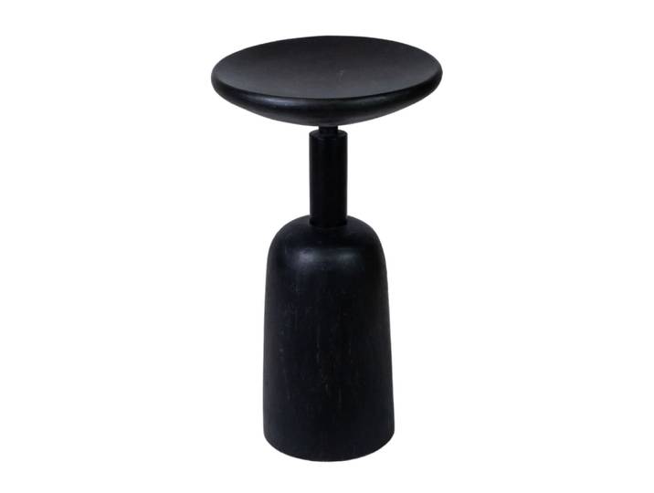 Table d'appoint noire ronde en bois
