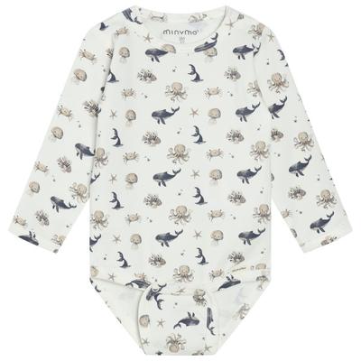 Minymo - Kid's Body L/S AOP - Body Gr 68 weiß