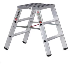 Euroline Alu-Stufenstehleiter breit Nr. 30581 obere Standfläche mit R13 Rutschhemmung 2x3