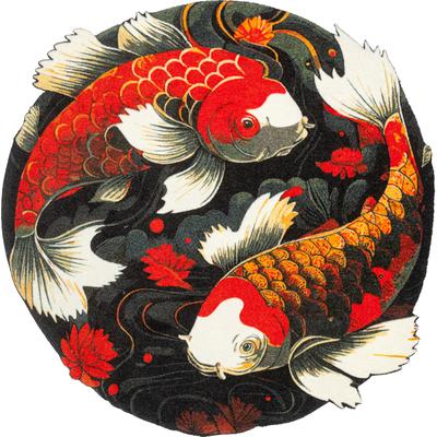 Teppich "Koi Couple", bunt, H:9mm Ø:120cm, Polyamid, WASH+DRY BY KLEEN-TEX, Teppiche, Teppich