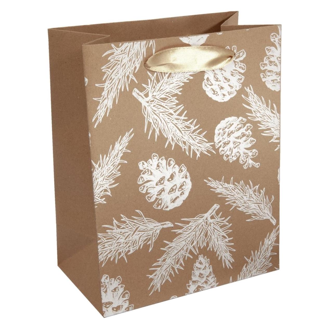 Sigel Geschenktüten Pine cones and pine branches Large braun 18,0 x 23,0 cm, 5 St. (5x) (GT131)