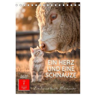 Ein Herz und eine Schnauze - Ein tierisch buntes Miteinander (Tischkalender 2027 DIN A5 hoch), CALVENDO Monatskalender
