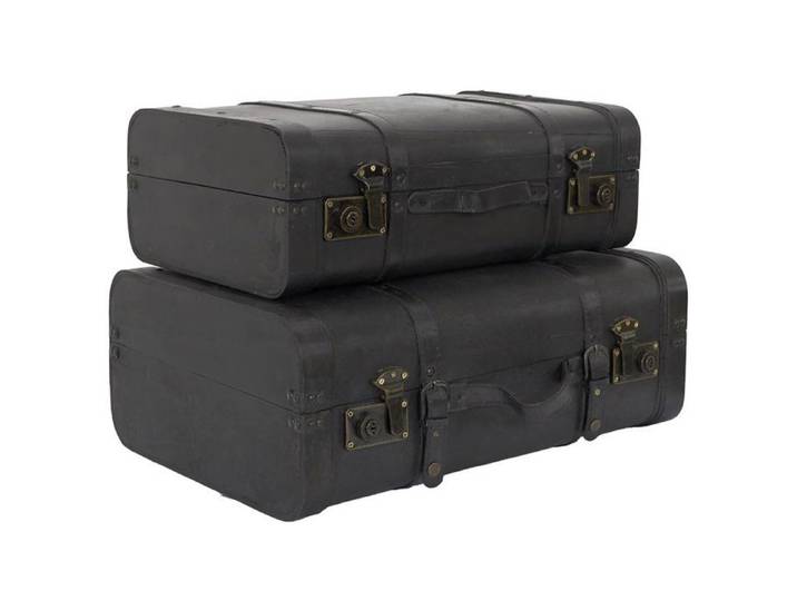 CURTIS - Lot de 2 Malles de Rangement Vintage Simili Cuir