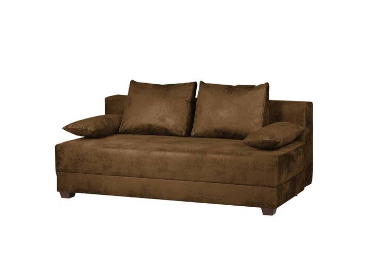 Boxspring-Schlafsofa Braun/Braun Microfaser 202 x 85 x 110cm Natur
