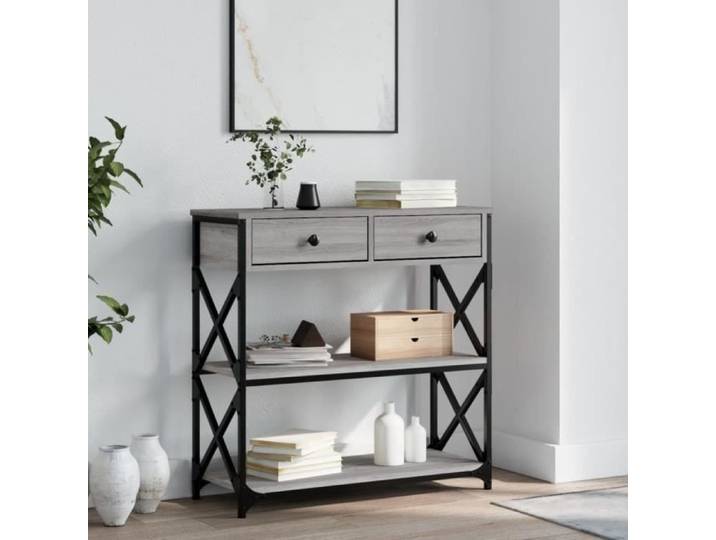 Table console sonoma gris 75x28x75 cm bois d'ingénierie 834198