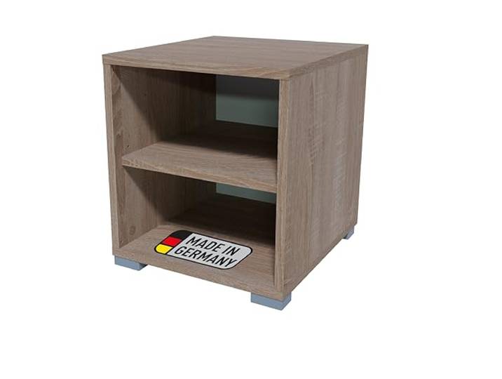 BadeDu Veer Regal in Hellbraun – 35 x 40 x 38 cm, mit 2 Fächern, Kompaktes Aufbewahrungsmöbel, ideal für jedes Zuhause oder Büro, stapelbar – Made in Germany