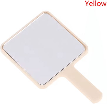 Inspire Curations Square Handheld Makeup Mirror With Handle For Salon And Travel yellow