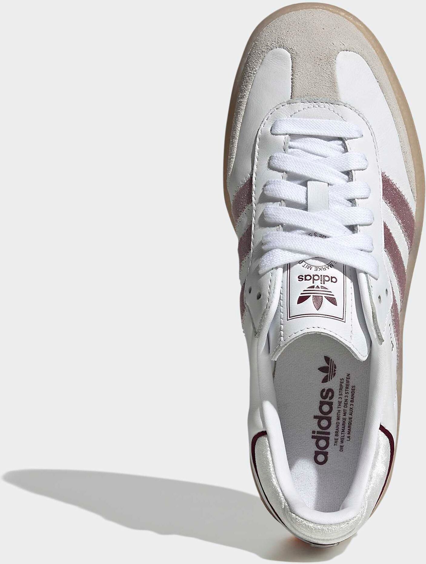 Sneaker ADIDAS ORIGINALS "SAMBAE", Damen, Gr. 39, cloud weiß, maroon, grau one, Leder, Schuhe Sneaker cloud weiß, maroon, grau one 39