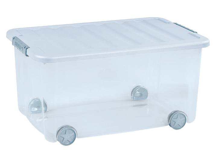 Scotti Box 50L mit Rollen, transluzent/blau