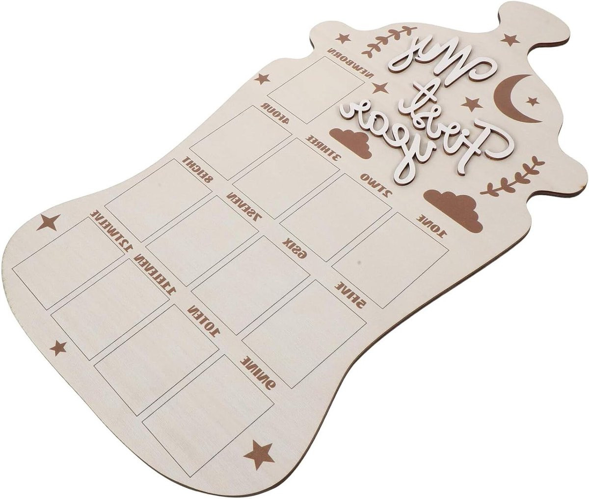 Houten Baby Maandbord Fotolijst voor Groeifoto's - Beige - B: 44 cm, H: 237 cm