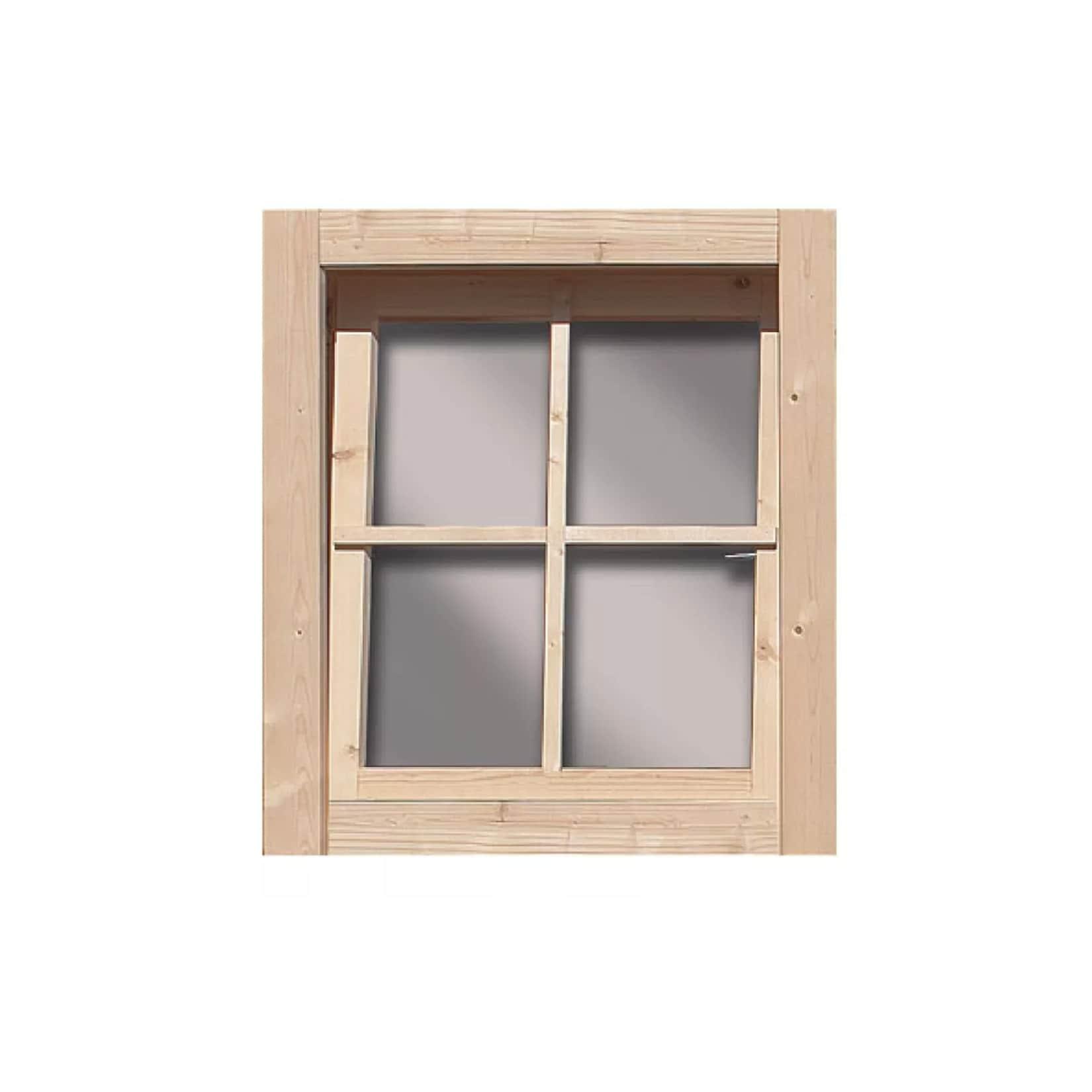 Karibu Kippfenster für Holzhäuser geeignet für 28 mm Wandstärke Echtglas