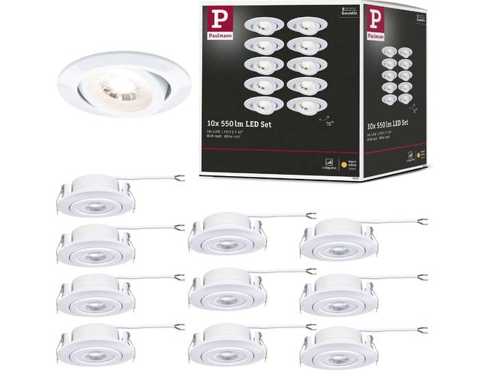 Paulmann LED à encastrer\, set de 10\, orientable