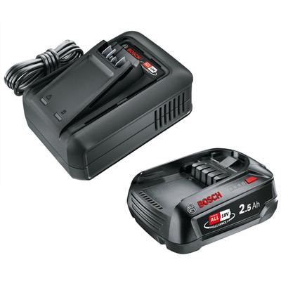 Akku-Set BOSCH HOME & GARDEN "Starter Kit QC AL18V-44+1x2.5Ah, Akku & Ladegerät", schwarz, 18 V 2.500mAh, Akkumulatoren