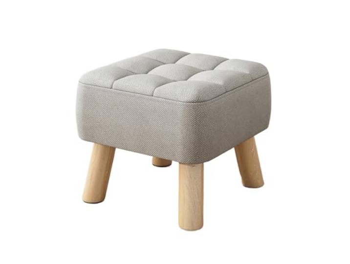 DANNMPX Sitzhocker Wohnzimmer Gepolsterter Fußhocker Aus Massivholz, Weich Sitz, Stapelbares Design Zusätzliche Sitzplätze(Gray)