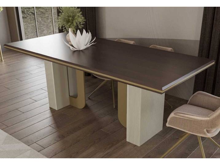 Xlmoebel Esstisch Eleganter Tisch mit stilvollen Beinen und metallischen Akzenten, Made in Europa