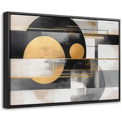 LEINWAND Bilder mit Rahmen - Abstrakt - Gold - Silber - Formen - Ästhetisch - Modern - 30x20