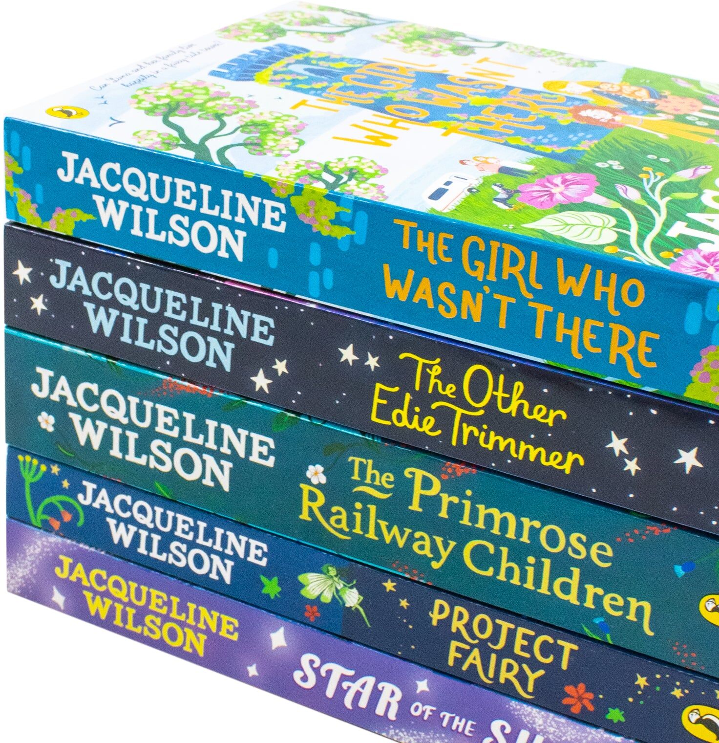 Puffin Jacqueline Wilson 5 Books Collection Set (The Girl Who Wasn't there, The Other Edie Trimmer, The Primrose Railway Children, Project Fairy, Star of the