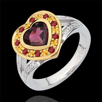Edenly Ring Wunderbares Herz - Silber, Diamanten und Halbedelsteine