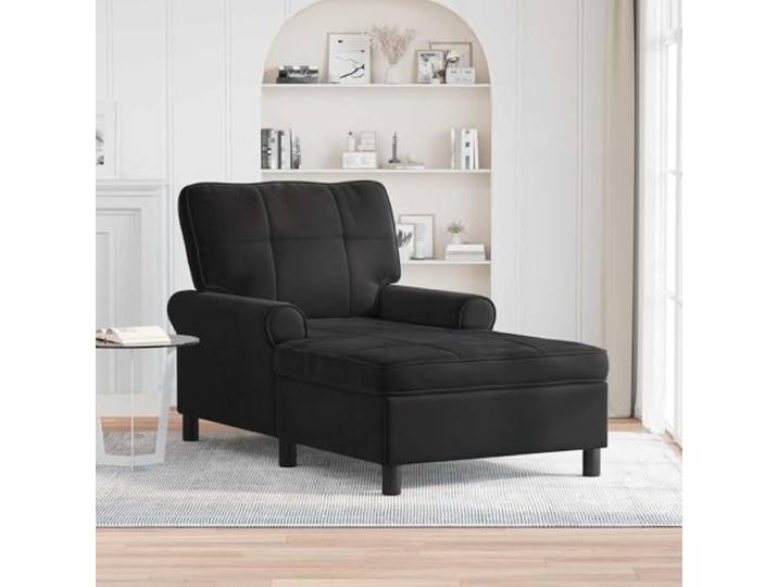 Molumvel Chaiselongue Samt Liegesofa mit Kissen, Moderne Lounge-Liege für Wohnzimmer und Schlafzimmer, Schwarz 91 x 157 x 91 cm