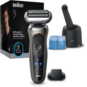 Braun Elektrorasierer Series 7, 72-C7200cc, gold, Wet & Dry, mit Trimmer-Aufsatz, Reiseetui & Reinigungsstation
