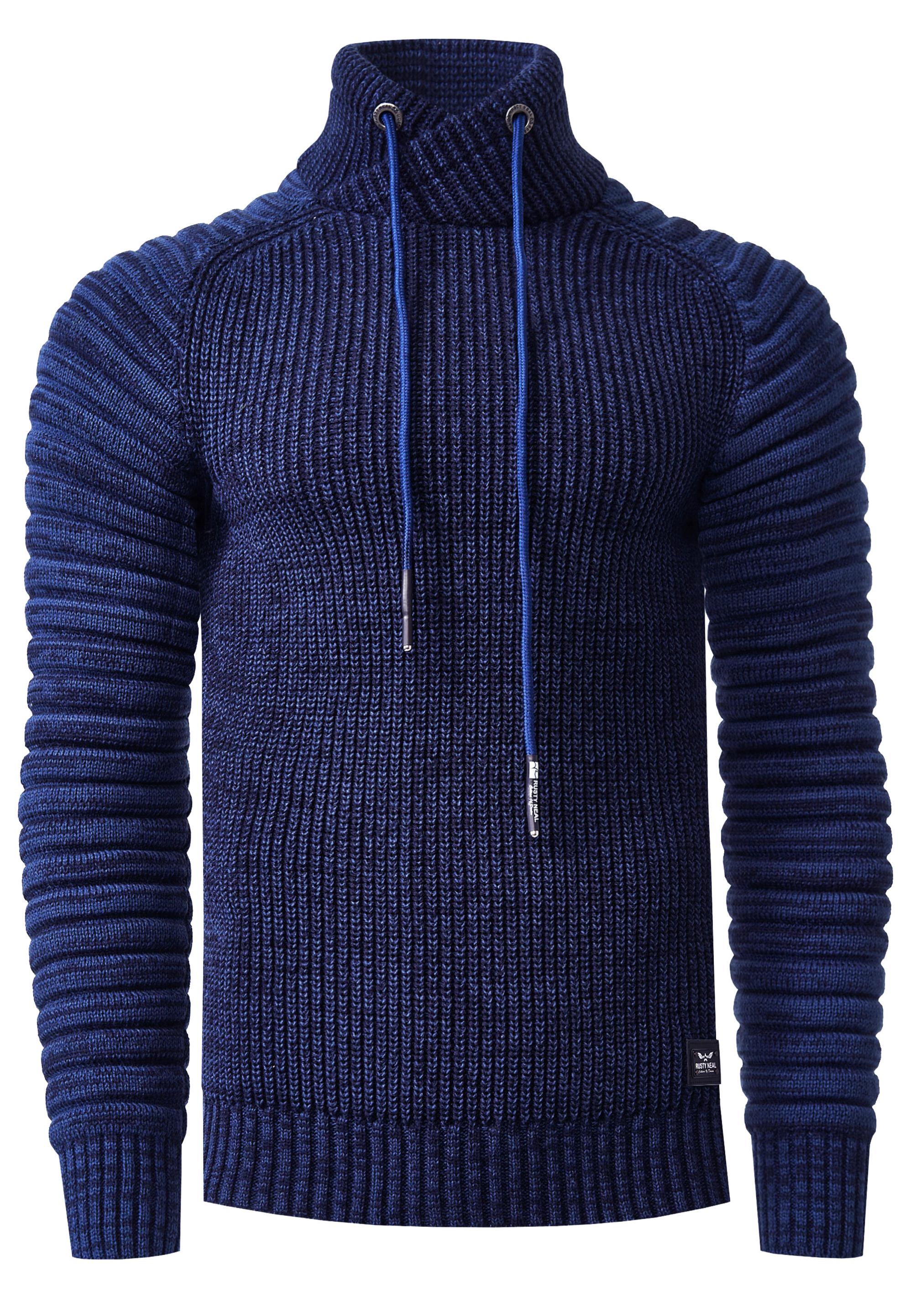 Biker Grobstrick Stehkragen-Pullover